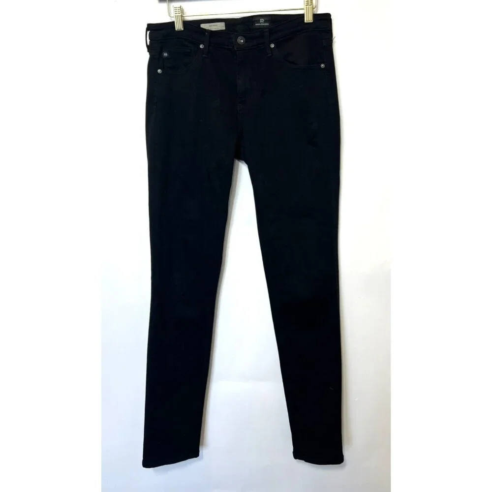AG Prima Mid Rise Cigarette Jeans Super Black Size 28R Skinny Designer Classic